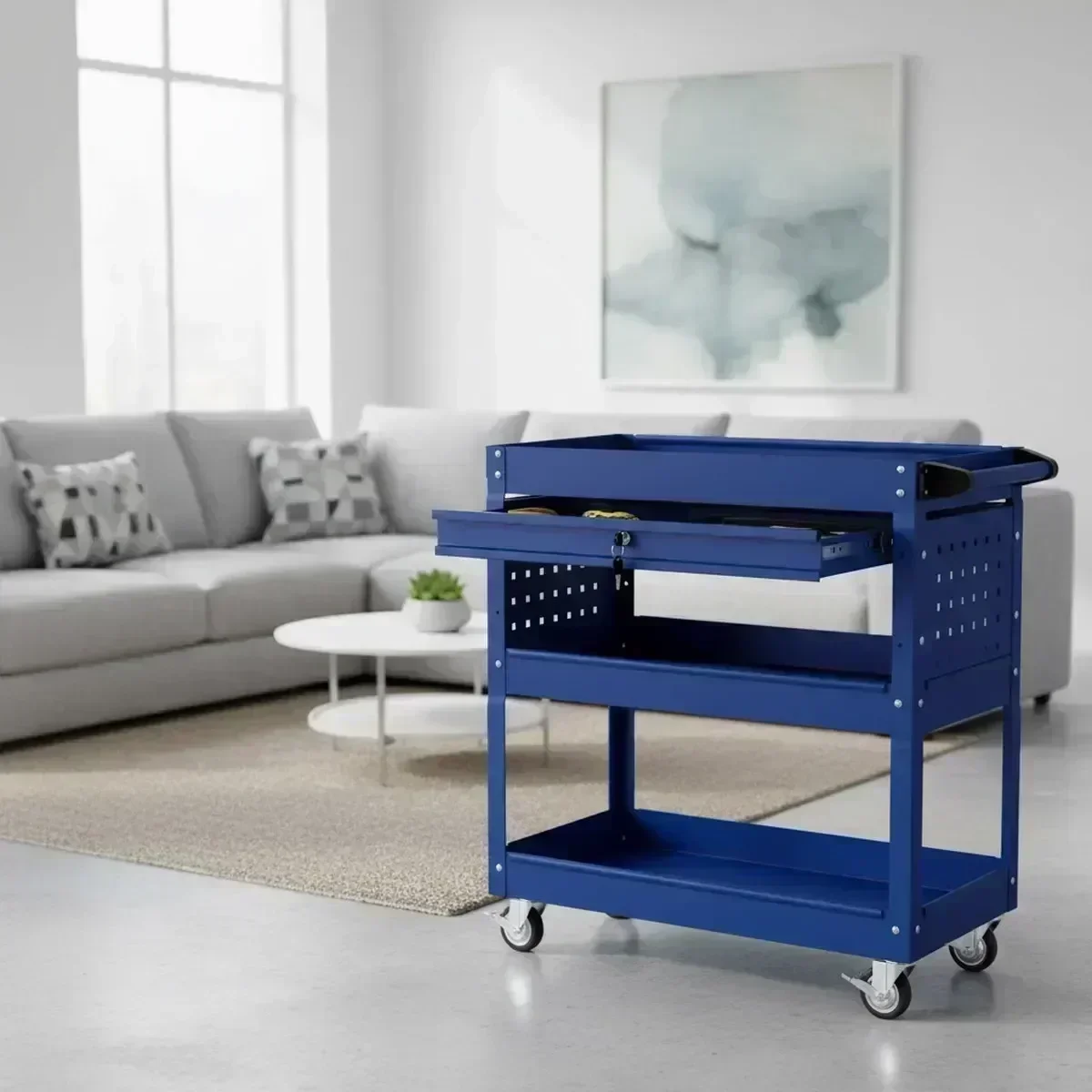 Workshop Tools Storage - Carrinho de Ferramentas com 3 Prateleiras,