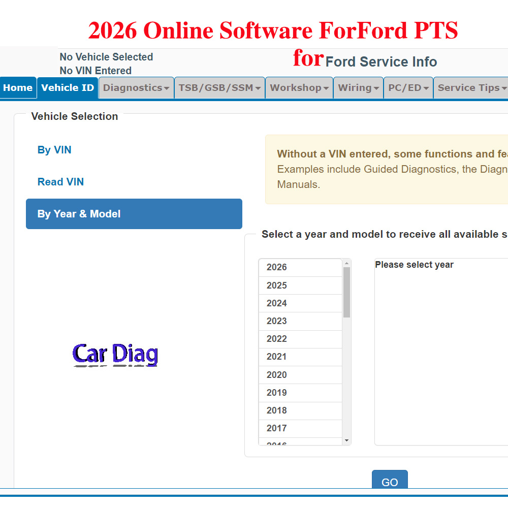 Software Online 2026 para Ford - Workshop Tools Diagram avaliação e preço